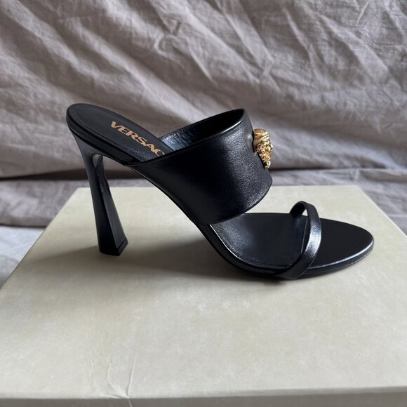 Versace Black Mules with Gold Medusa - Picture 8 of 10